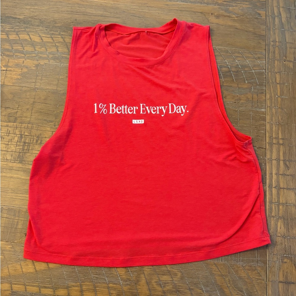 Red Sleeveless Graphic Tank Top